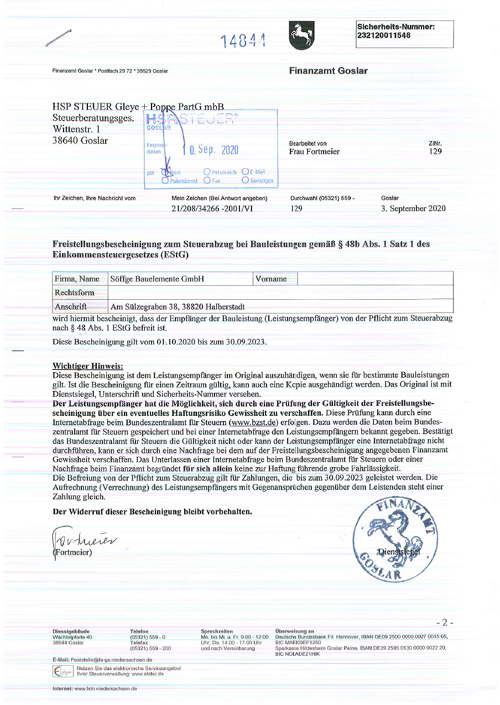 Freistellungsbescheinigung